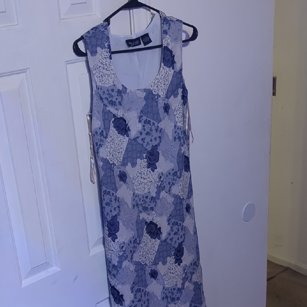 Floral Blue and White Dress
